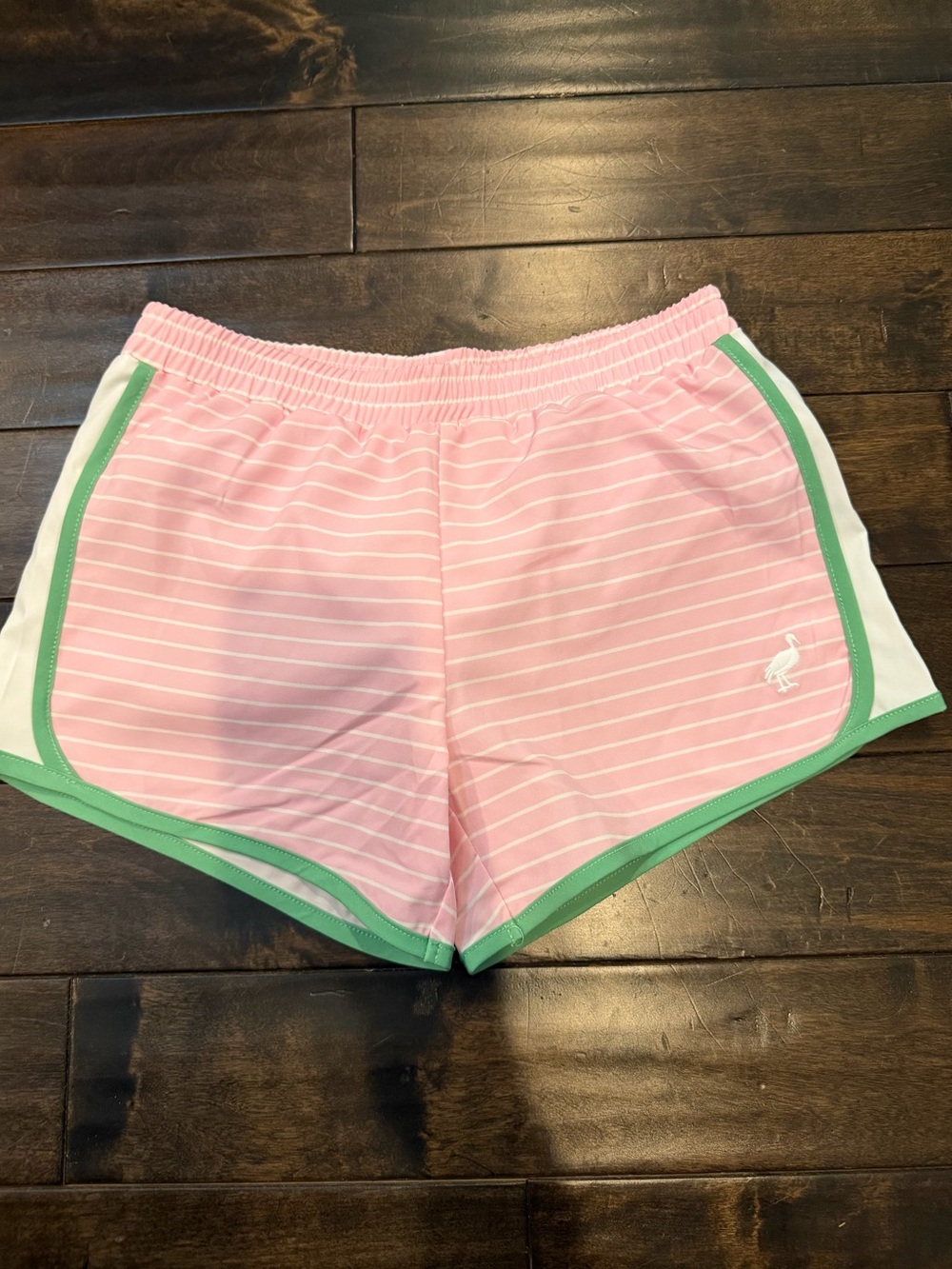 The Beaufort Bonnet Company Pink Striped Athletic Shorts with Green Trim